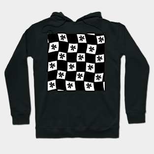 Small Floral Checker Board - black &amp;amp;amp;amp; white Hoodie